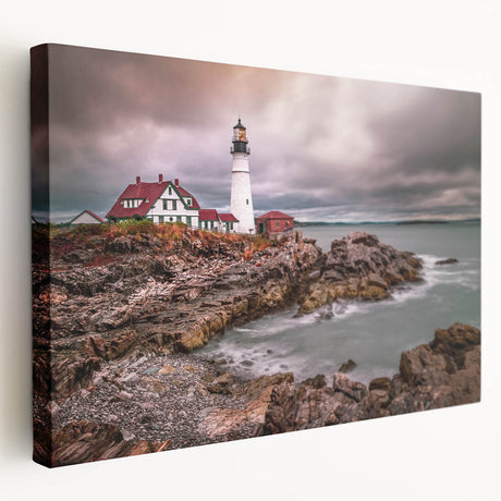 Large canvas print of Portland, Oregon scenery in muted green and blue tones, suitable for kitchen wall art.