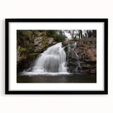 Abstract art print of colorful, textured scenery in Pennsylvania on a large canvas with a black frame.