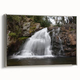 Landscape art painting of Pennsylvania scenery on a framed canvas, featuring colorful art with black and silver accents.