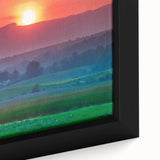 Black wall art featuring a textured Vermont scenery in colorful art style, framed canvas, ideal for living room decor.