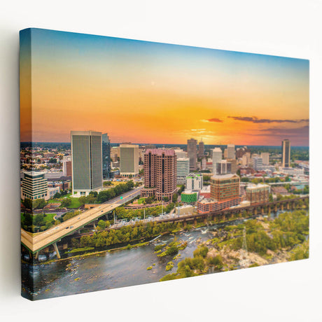 Scenic Virginia landscape on large stretched canvas, featuring lush greens and blues, suitable for kitchen wall art.