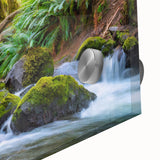 Large abstract wall art featuring the Olympic scenery in muted earth tones on acrylic glass, suitable for dining room decor.