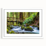 Abstract art print of Olympic scenery in muted earth tones on a white-framed canvas.