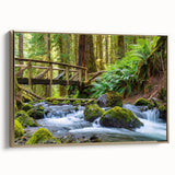 Framed canvas featuring a vintage-style landscape painting of Olympic National Park with muted earth tones.