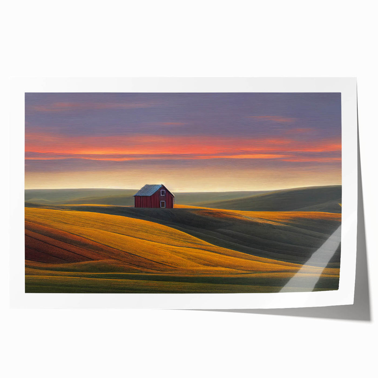 Rolled print of Palouse, Washington scenery with soft green and brown tones, ideal for art wall dining room decor.