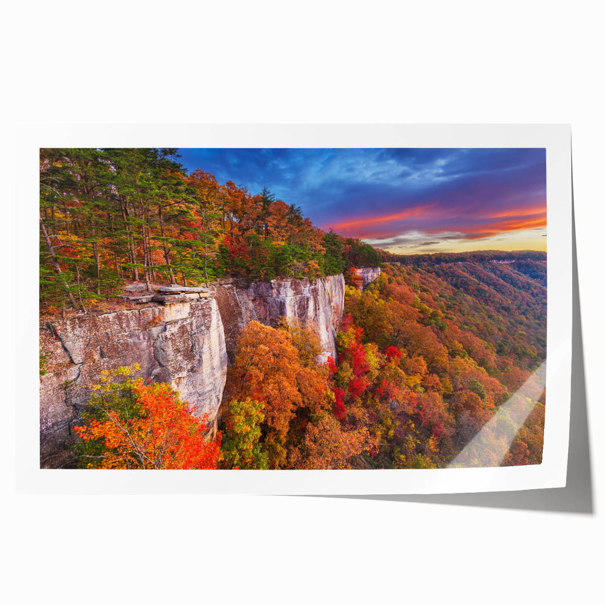 Rolled print of West Virginia scenery with vibrant green and blue tones, ideal for art wall dining room.
