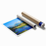 Extra large rolled print of the Grand Tetons with vibrant green and blue tones, ideal for classy bathroom wall art.