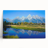 Black and white stretched canvas of the Grand Tetons scenery, suitable as large kitchen wall art or for bedroom ambiance.