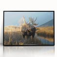 Large abstract wall art depicting Yellowstone scenery in muted earth tones, framed in black acrylic.