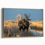Framed canvas of a vintage-style Yellowstone landscape with muted earth tones, ideal for bedroom wall art.