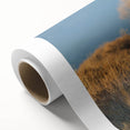 Art deco poster featuring Yellowstone scenery with muted earth tones on rolled canvas, ideal for nursery wall art.
