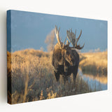 Yellowstone National Park landscape on large stretched canvas, featuring vivid green and blue tones.