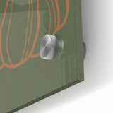 Large abstract wall art on acrylic glass featuring mid-century modernist autumnal hues, ideal for dining room decor.