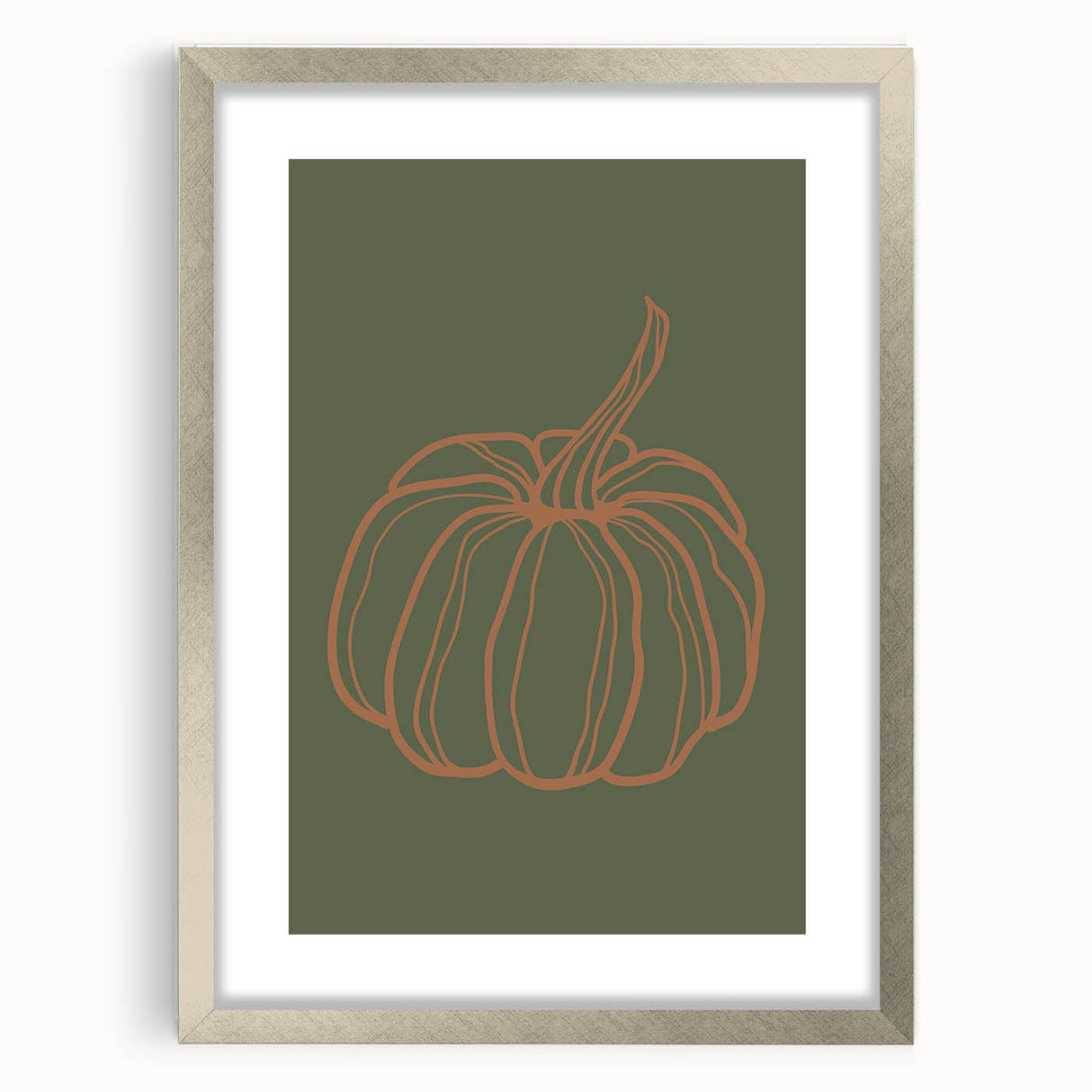 Textured abstract art print in warm autumn hues on a silver framed canvas, ideal for bedroom wall decor.