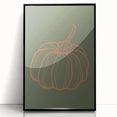 Large abstract wall art depicting autumn colors in a mid-century modernist style on a framed acrylic print.