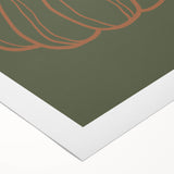 Art Deco poster featuring a stylized fall landscape in warm orange and brown tones, printed on rolled canvas.