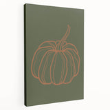 Large canvas print featuring a stylized fall landscape in warm orange and red tones, suitable for kitchen wall art.