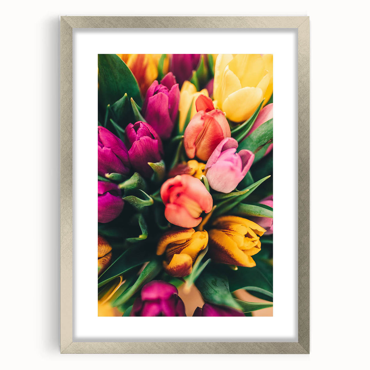 Abstract textured art print in soft pastel shades on a silver-framed mat, ideal for bedroom decor.