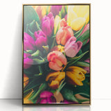 Large acrylic print of a mid-century modernist spring scene in pastel shades, ideal for nursery wall art.
