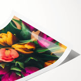 Extra large wall art featuring line art flowers in soft pastel shades on a rolled canvas, ideal for large living room decor.