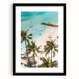 Extra large abstract art print featuring vibrant, textured colors on a black framed canvas, ideal for living room decor.