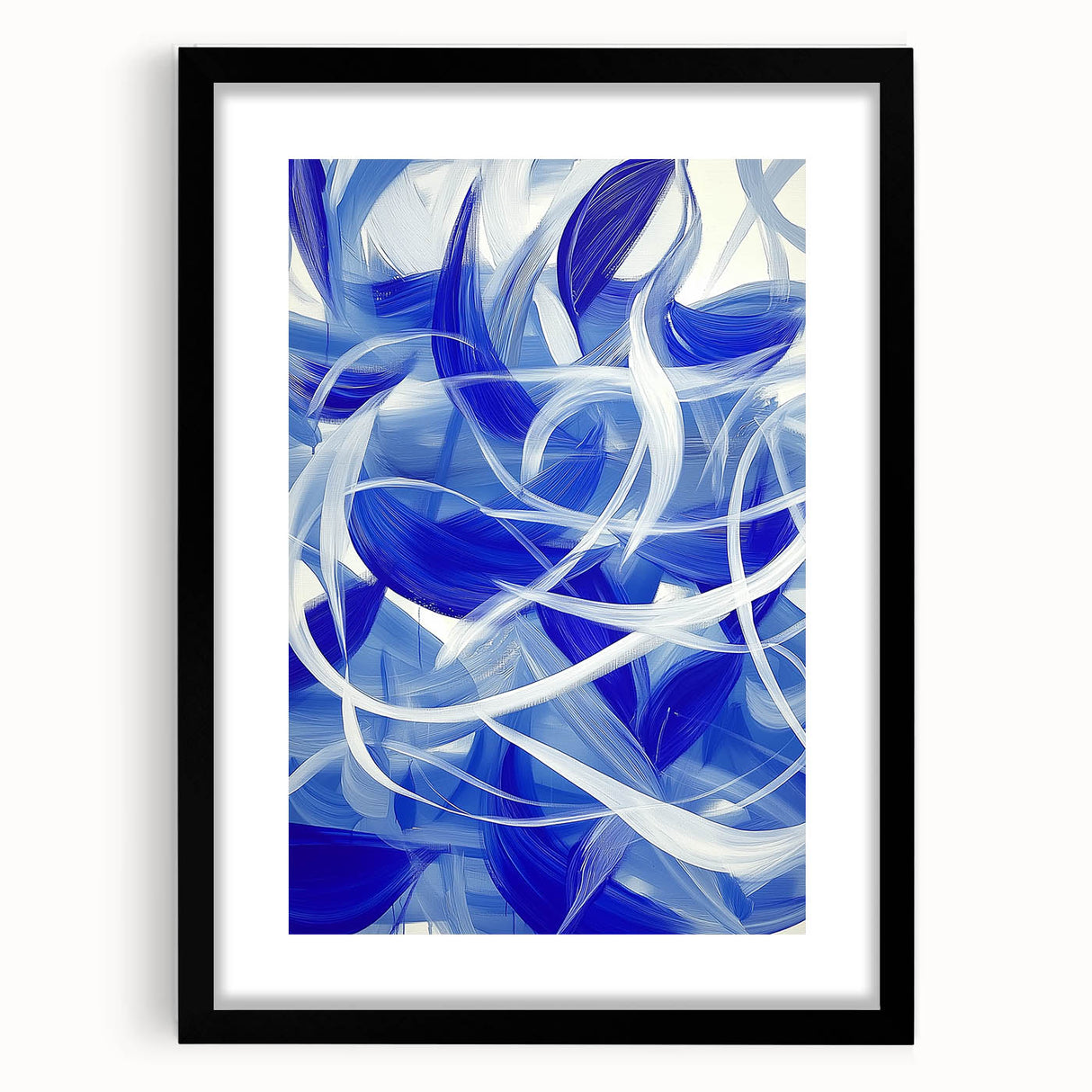 Blue Abstract Living Room Wall Art - Modern Large Canvas Print