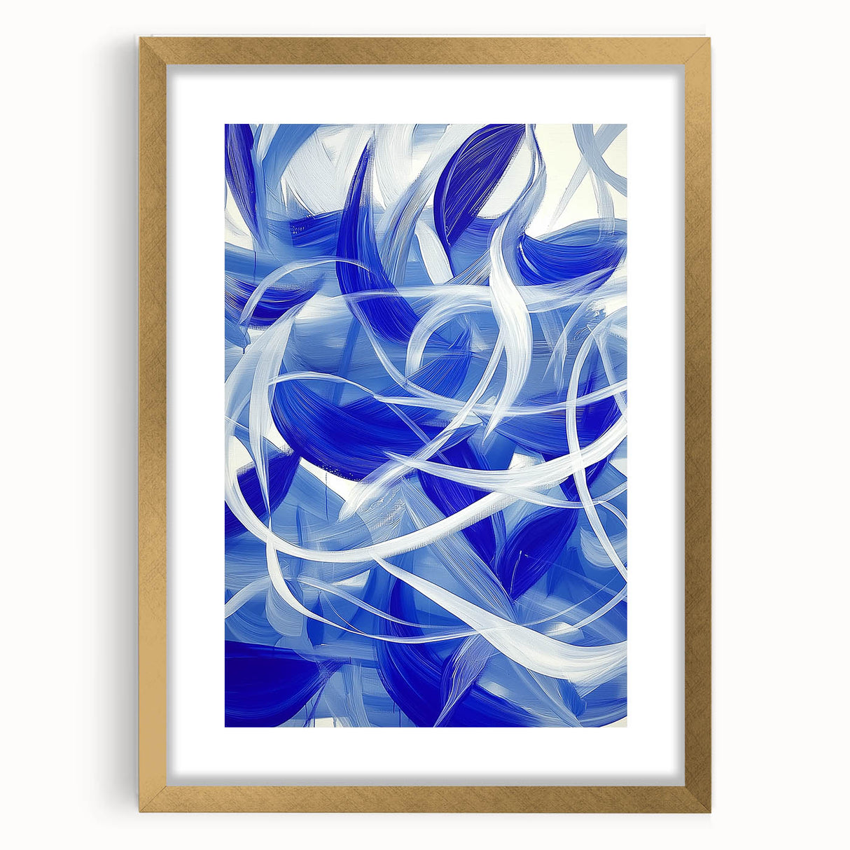 Blue Abstract Living Room Wall Art - Modern Large Canvas Print