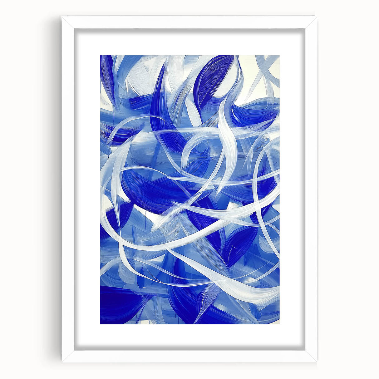 Blue Abstract Living Room Wall Art - Modern Large Canvas Print
