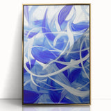Blue Abstract Living Room Wall Art - Modern Large Canvas Print
