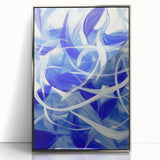 Blue Abstract Living Room Wall Art - Modern Large Canvas Print