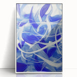 Blue Abstract Living Room Wall Art - Modern Large Canvas Print