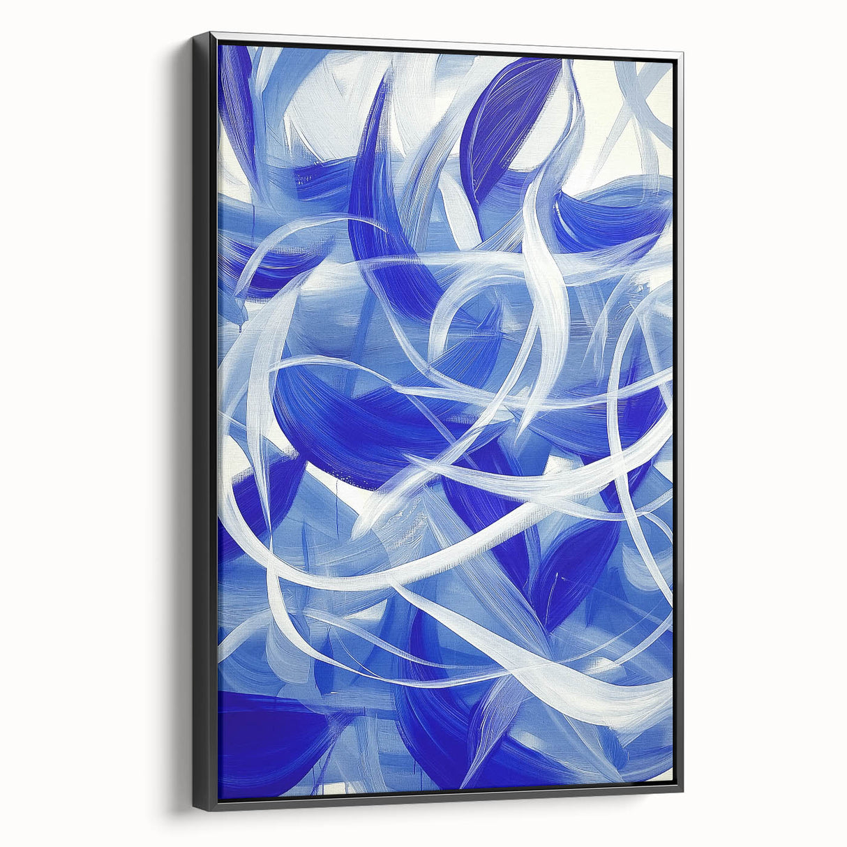 Blue Abstract Living Room Wall Art - Modern Large Canvas Print