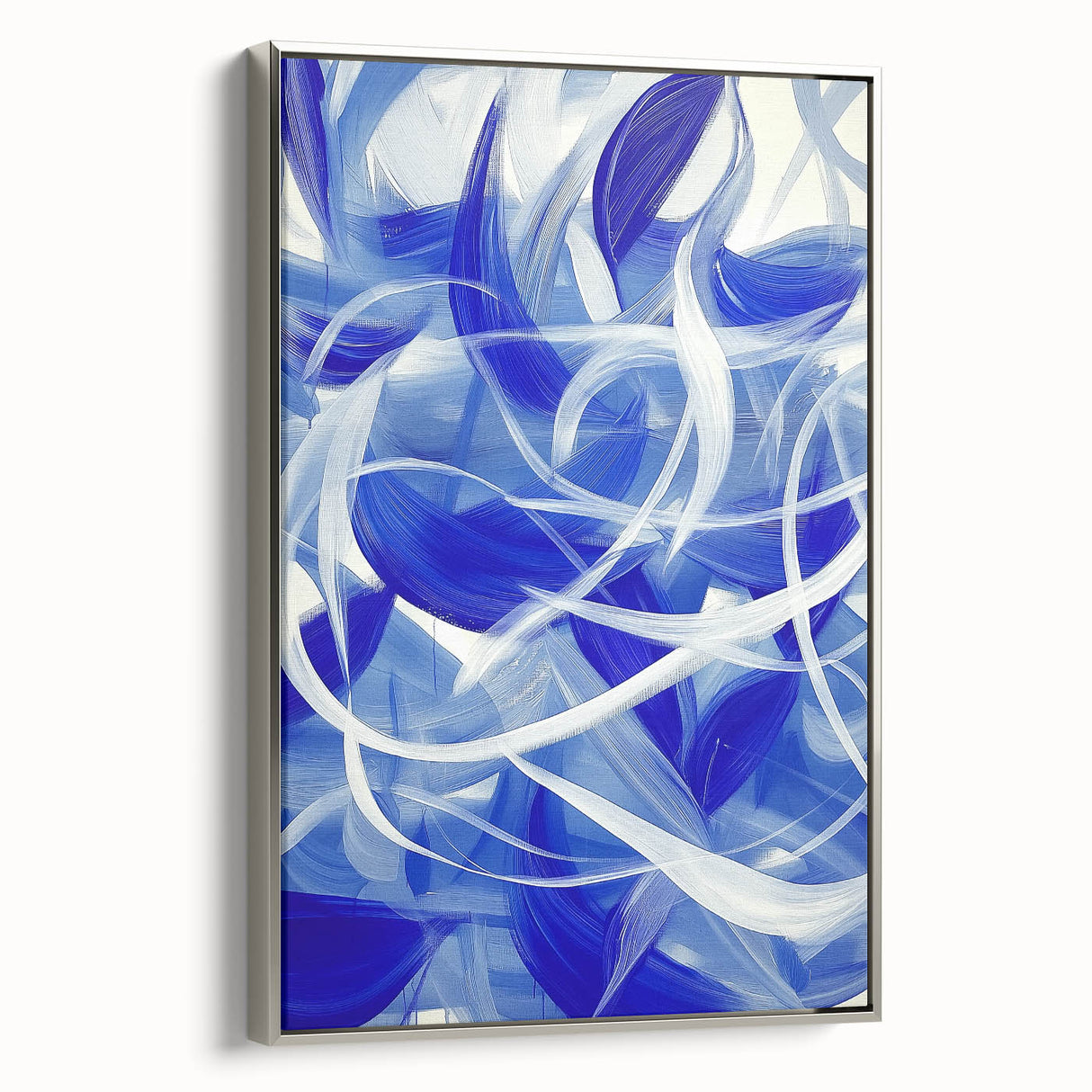 Blue Abstract Living Room Wall Art - Modern Large Canvas Print