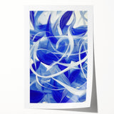 Blue Abstract Living Room Wall Art - Modern Large Canvas Print