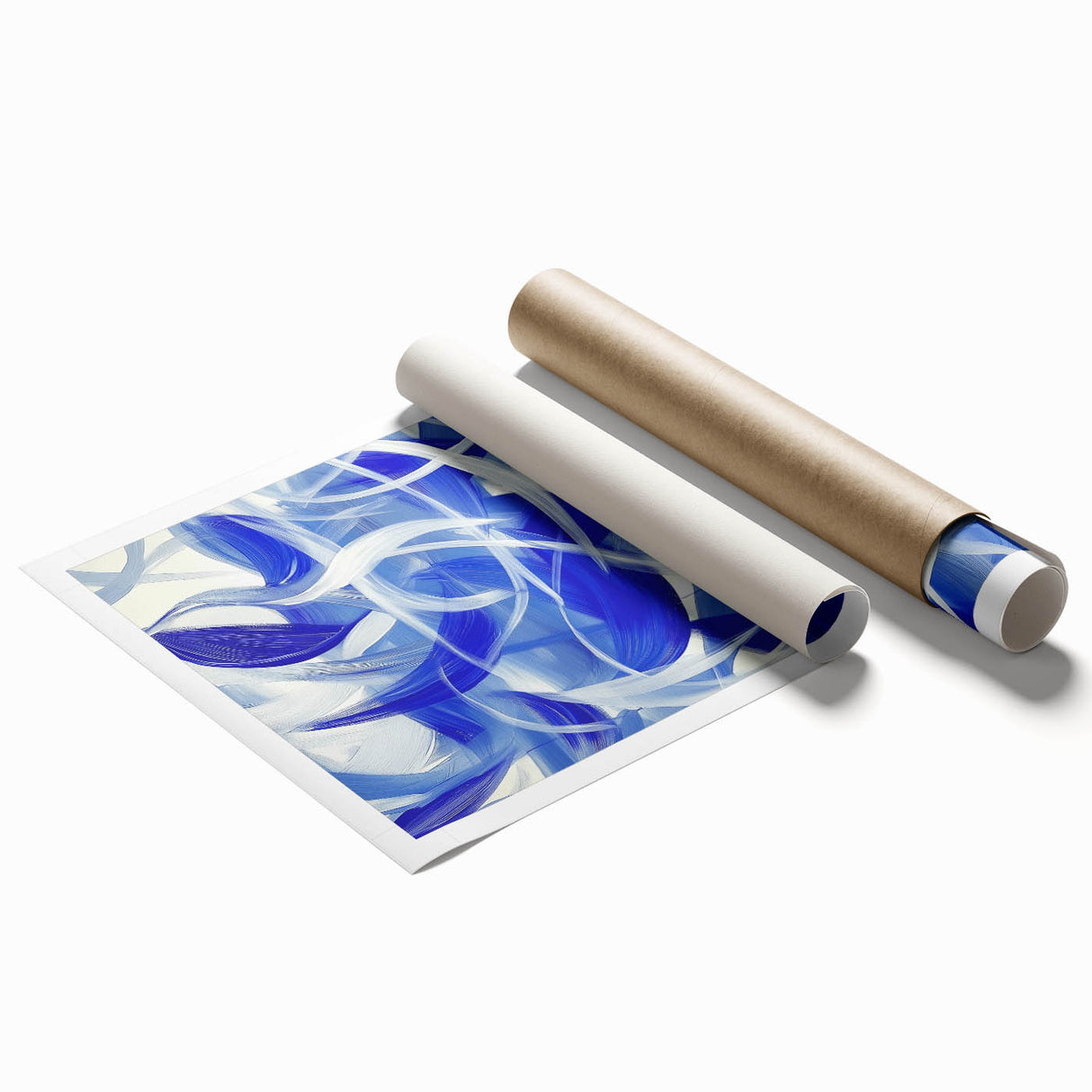 Blue Abstract Living Room Wall Art - Modern Large Canvas Print