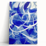 Blue Abstract Living Room Wall Art - Modern Large Canvas Print