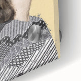 Close-up of an abstract figurative acrylic painting on glass, showcasing vibrant colors and intricate details that highlight the artwork's unique textures and depth. This modern art piece is perfect for contemporary home decor, adding a striking visual element to any space.