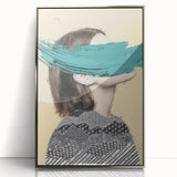 Abstract figurative wall art framed in silver acrylic, showcasing vibrant colors and intricate designs, perfect for modern home decor and artistic expression.