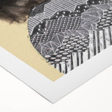 Abstract figurative wall art on rolled canvas, showcasing vibrant colors and dynamic shapes, ideal for modern home decor, presented in a protective tube.