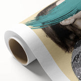 Abstract figurative artwork on rolled canvas, showcasing vibrant colors and dynamic shapes, ideal for modern home decor. Packaged securely in a cardboard tube.