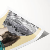 Abstract figurative rolled print showcasing vibrant colors and dynamic shapes, ideal for modern home decor, packaged securely in a durable tube for safe delivery.