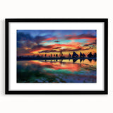 Abstract landscape wall art framed in black, showcasing vibrant colors and unique textures, perfect for modern home decor and enhancing interior aesthetics.