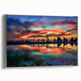 Framed canvas wall art showcasing an abstract landscape design in soothing silver tones, elegantly displayed from a side view, perfect for modern home decor.