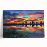 Vibrant abstract landscape wall art on stretched canvas, showcasing bold colors and fluid shapes, perfect for modern home decor and artistic ambiance.