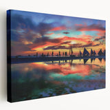 Abstract landscape wall art on stretched canvas, showcasing vibrant colors and dynamic textures, ideal for modern decor in living spaces or offices.
