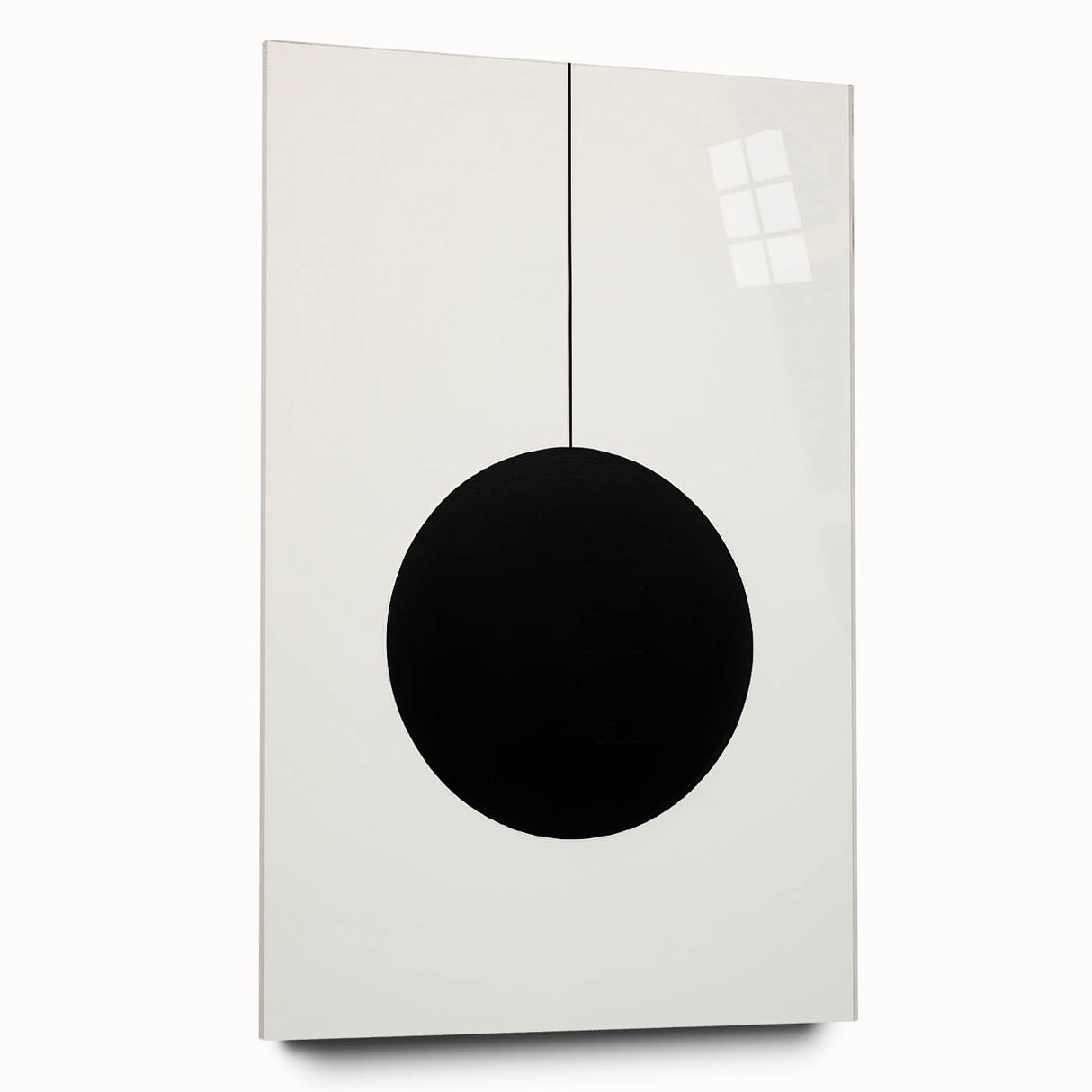 Abstract minimalist wall art displayed in a side view, showcasing vibrant colors and geometric shapes on acrylic glass, perfect for modern decor.