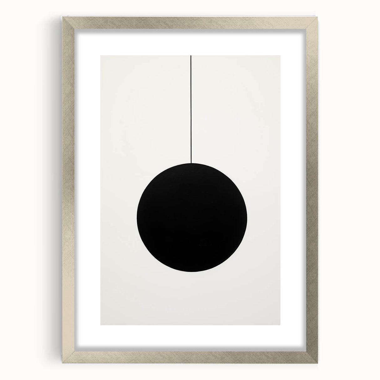 Abstract minimalist wall art framed in silver with a mat, showcasing bold geometric shapes and muted tones, perfect for modern home decor.