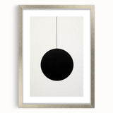 Abstract minimalist wall art framed in silver with a mat, showcasing bold geometric shapes and muted tones, perfect for modern home decor.