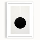 Abstract minimalist wall art framed in white with a mat, showcasing a geometric design that enhances modern home decor. Perfect for contemporary living spaces.