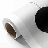 Abstract minimalist wall art on rolled canvas featuring soft pastel colors and geometric shapes, elegantly packaged in a protective cardboard tube for easy display.